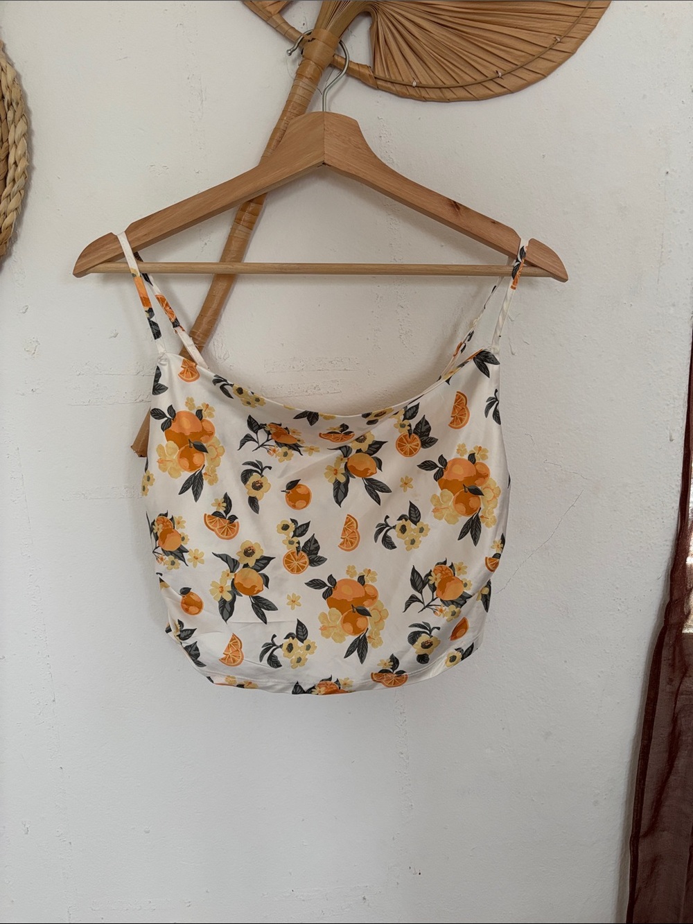 Floral Citrus Cowl Neck Cami in Cream and Orange